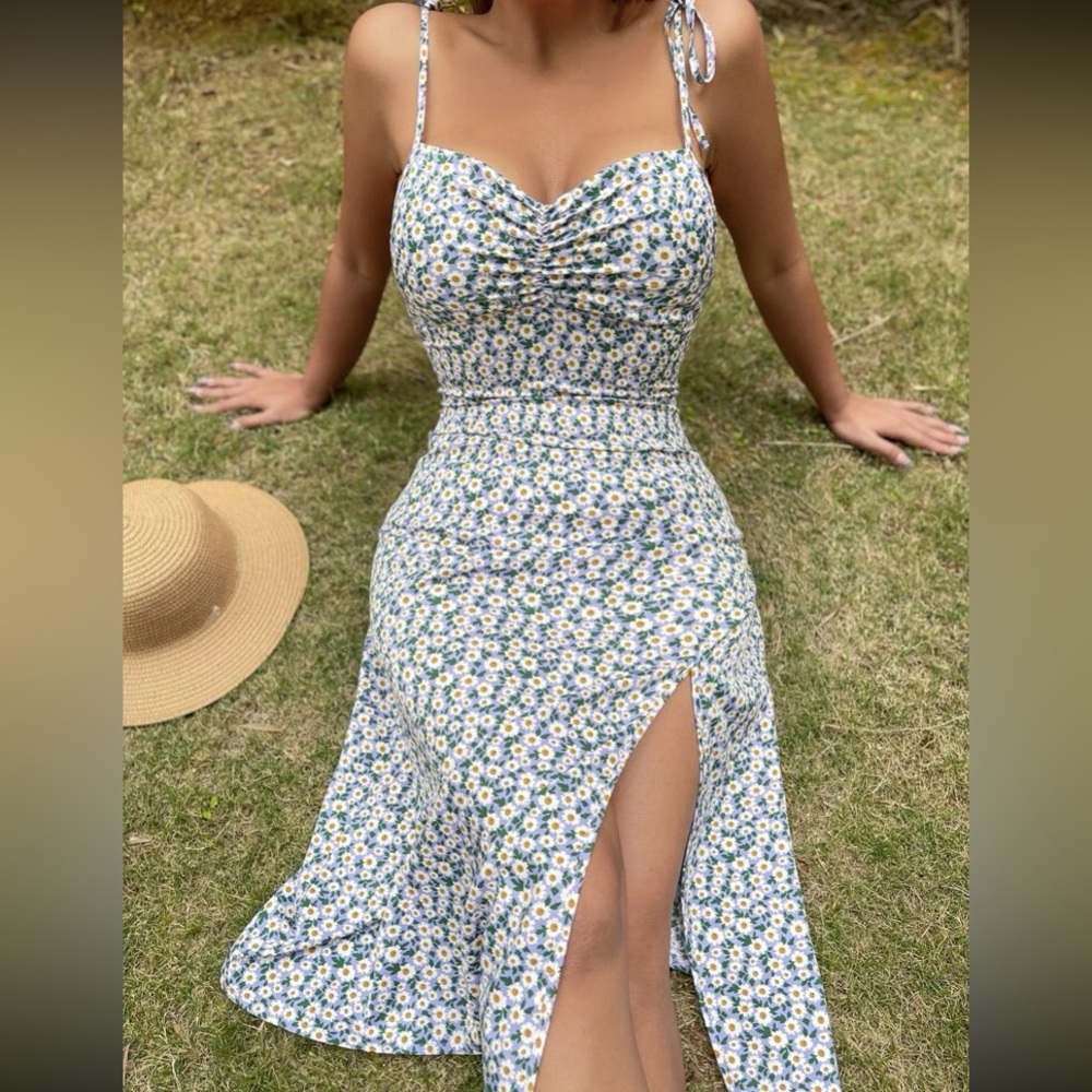 SHEIN blue summer dress with slit